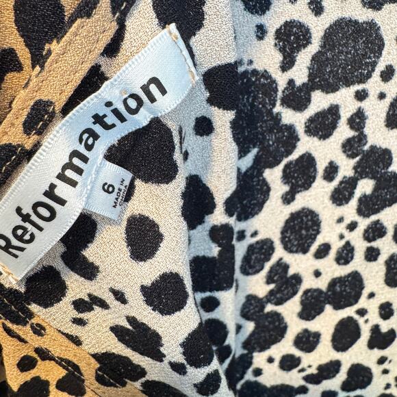 Reformation Port Dress 3/4 Sleeves Leopard Print Midi Women's Size 6 Brown Black - Picture 5 of 11